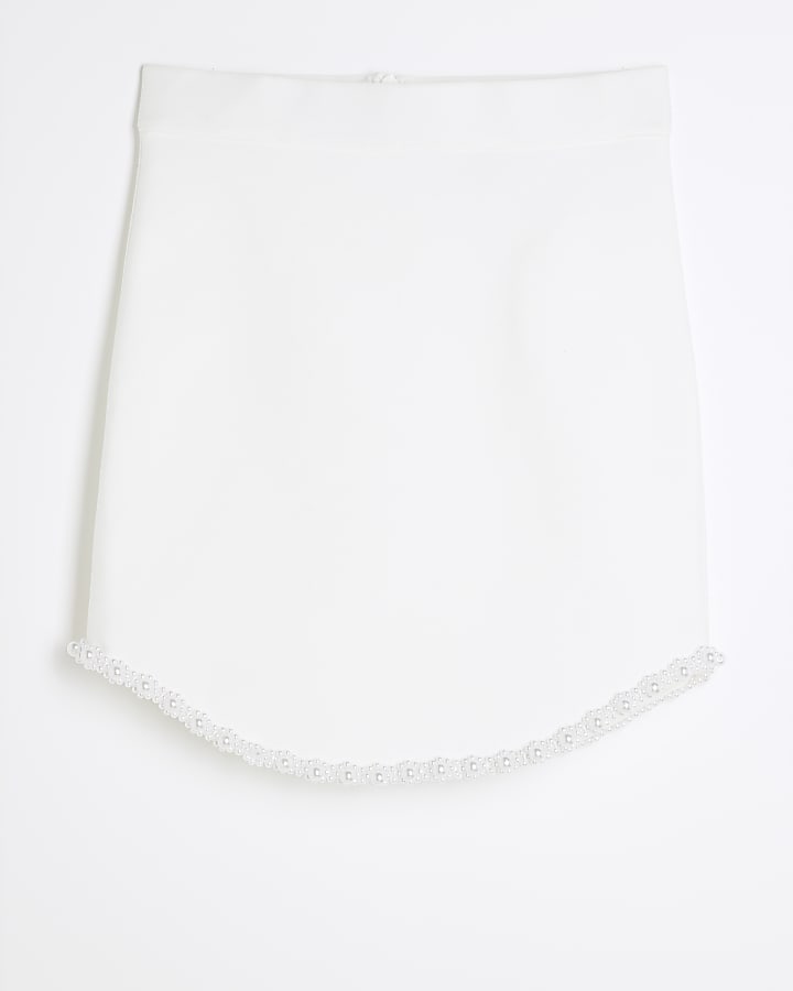 river island White Pearl Hem Mini Skirt