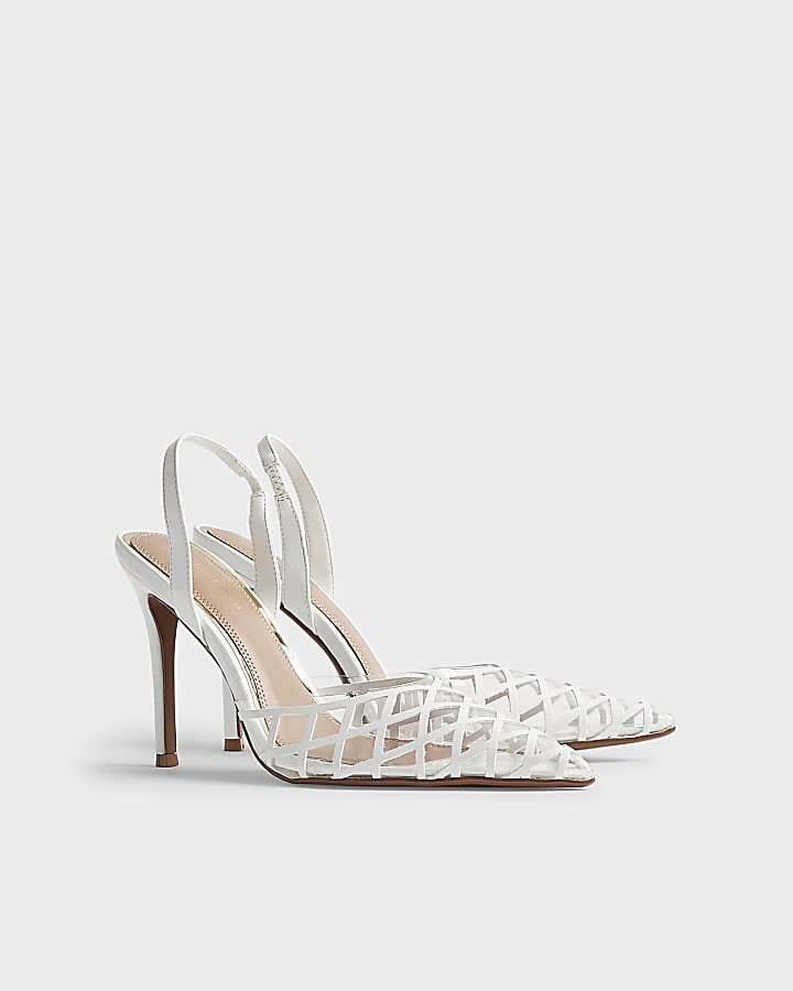 River Island White Perspex Court Slingback Heels