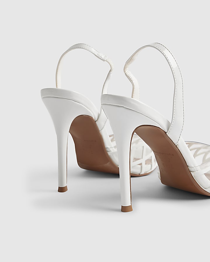 River Island White Perspex Court Slingback Heels
