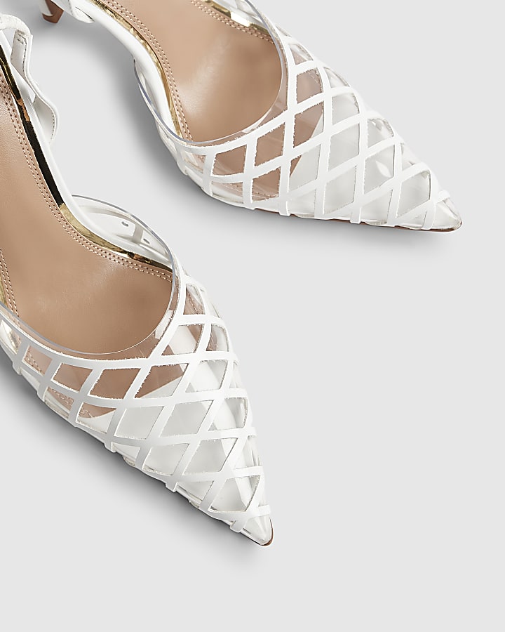 River Island White Perspex Court Slingback Heels