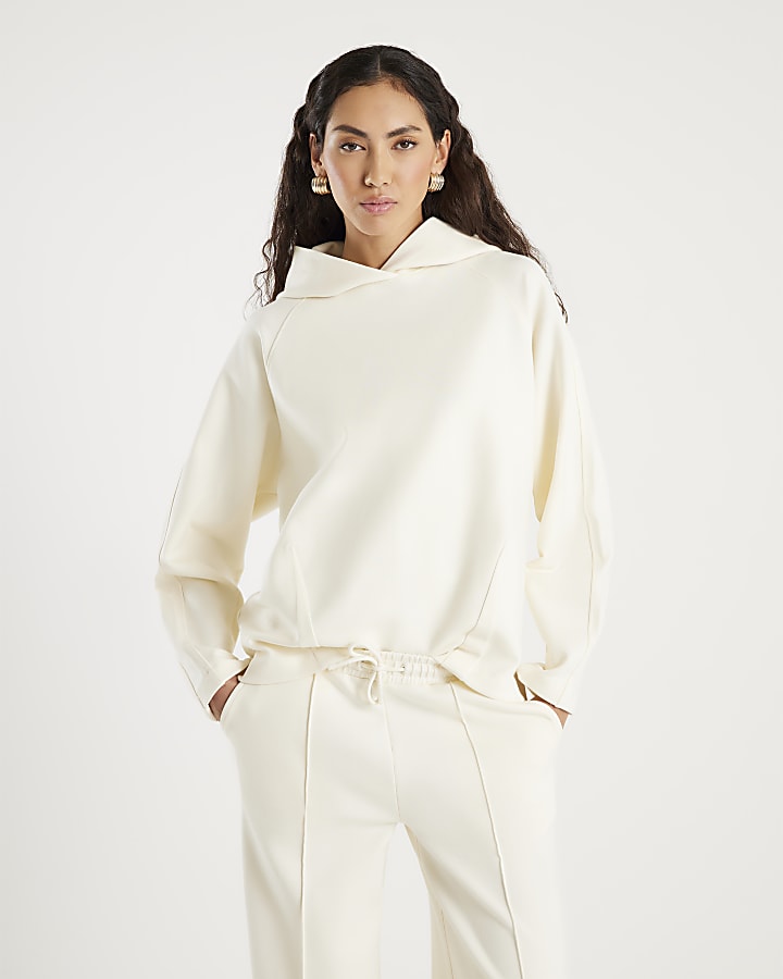 River Island White Premium Long Sleeve Hoodie