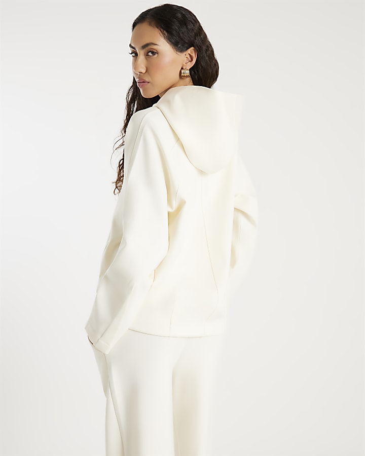 River Island White Premium Long Sleeve Hoodie