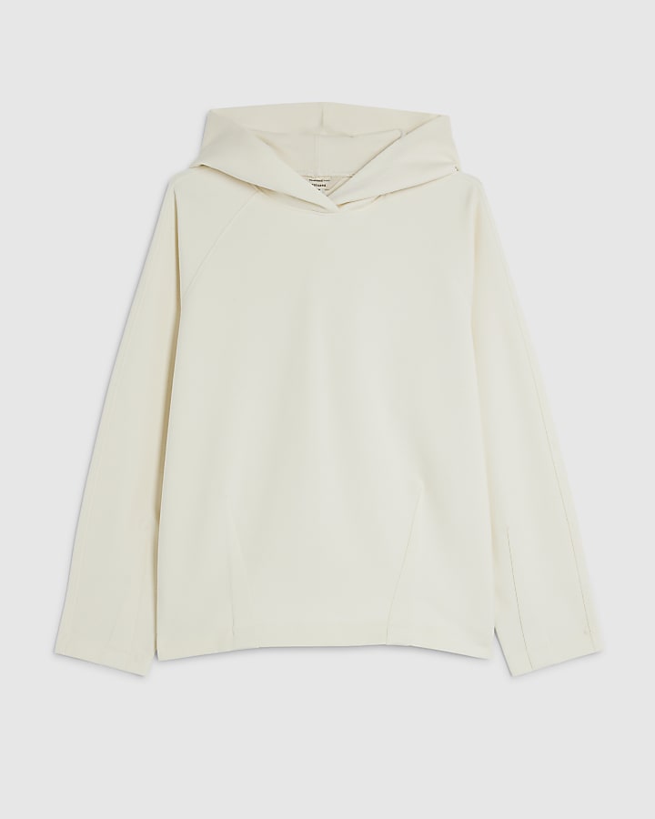 river island White Premium Long Sleeve Hoodie