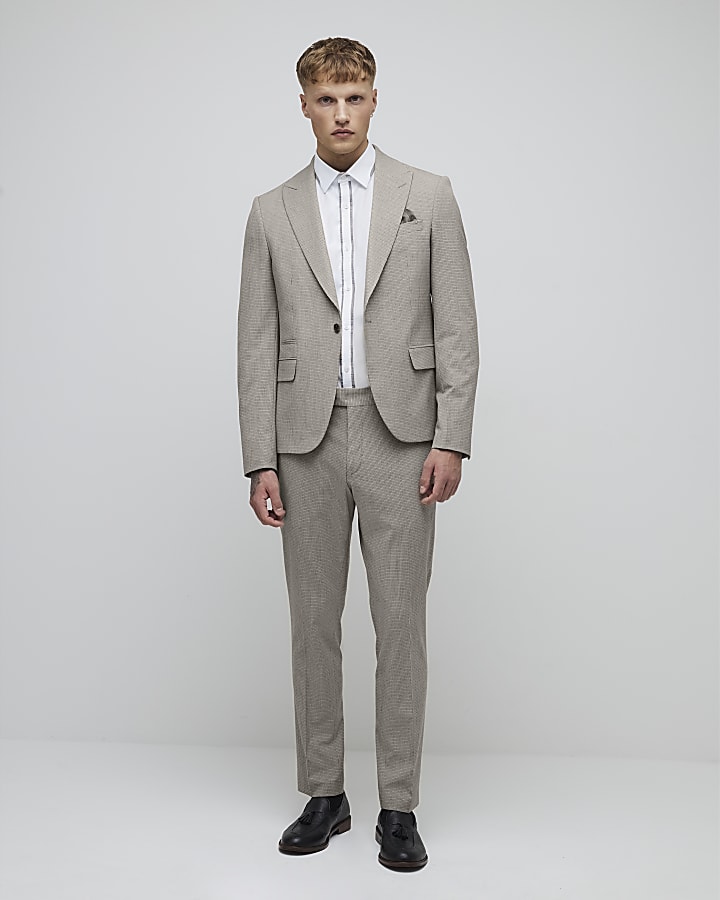 River Island White Regular Fit Check Trim Shirt