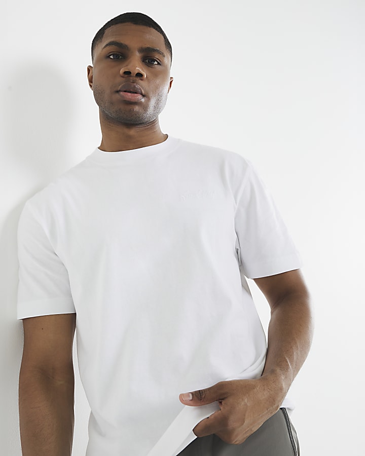 River Island White Regular Fit Embroidered T-Shirt