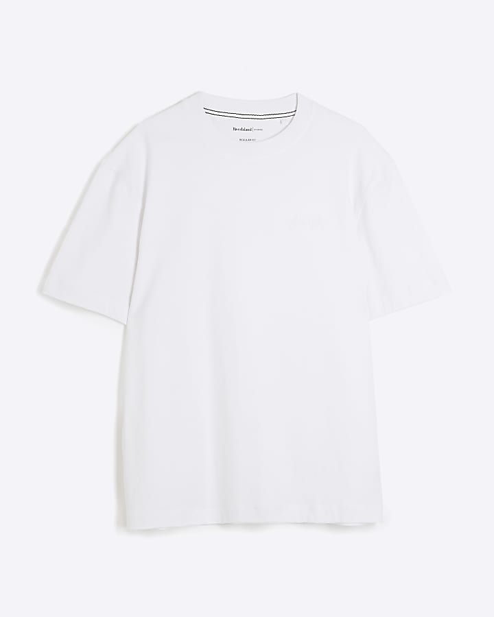 river island White Regular Fit Embroidered T-Shirt