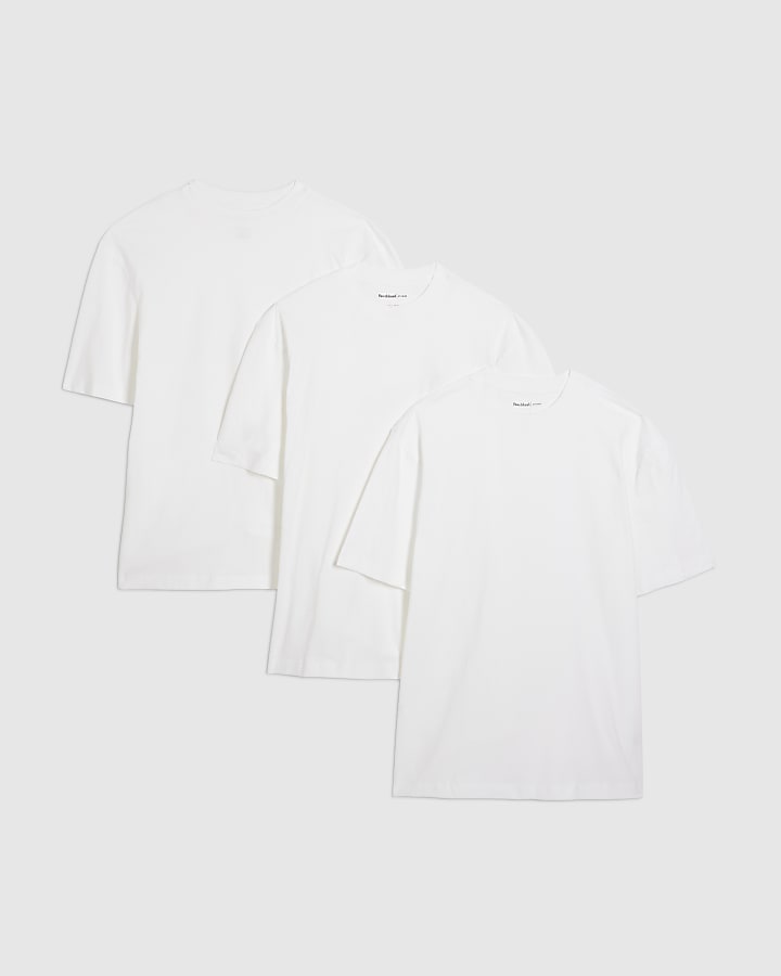 river island White Regular Fit Pack Of 3 T-Shirts