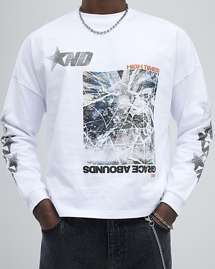 River Island White Regular Fit Star T-Shirt