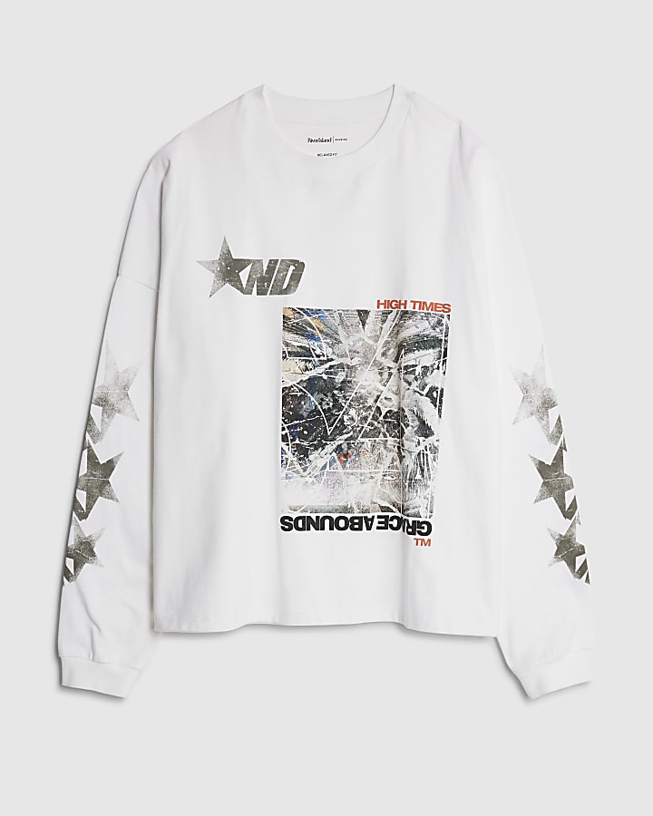 river island White Regular Fit Star T-Shirt