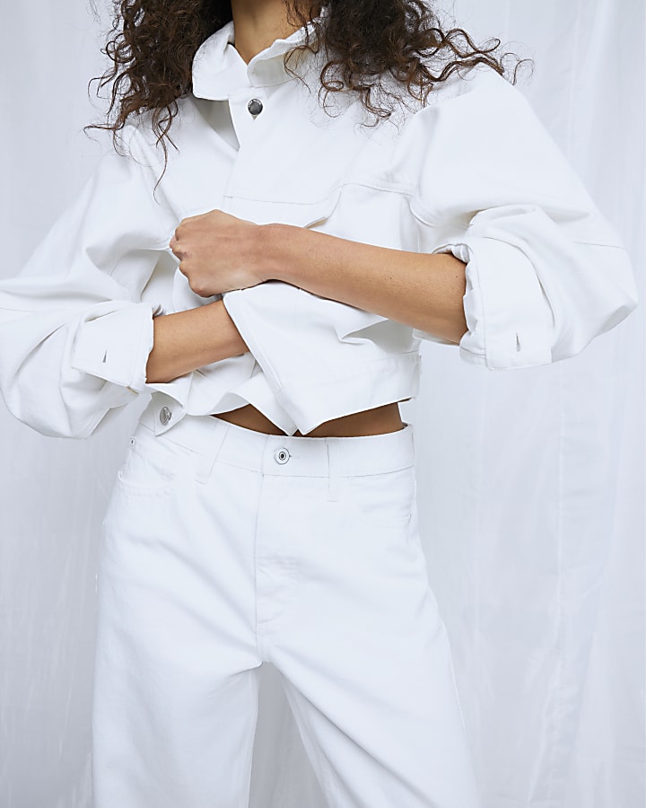 River Island White Relaxed Straight Jeans