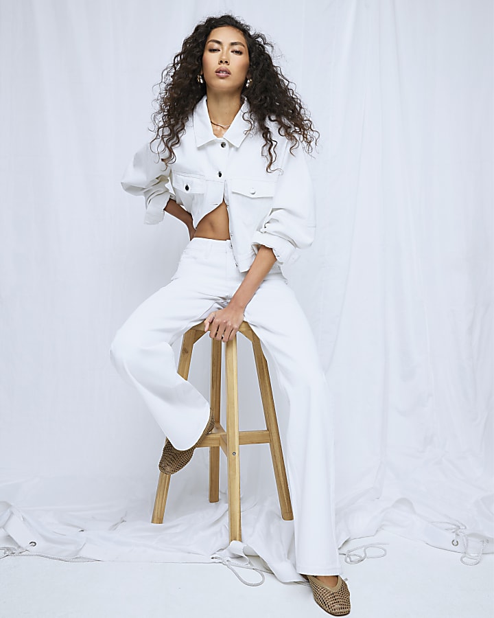 River Island White Relaxed Straight Jeans