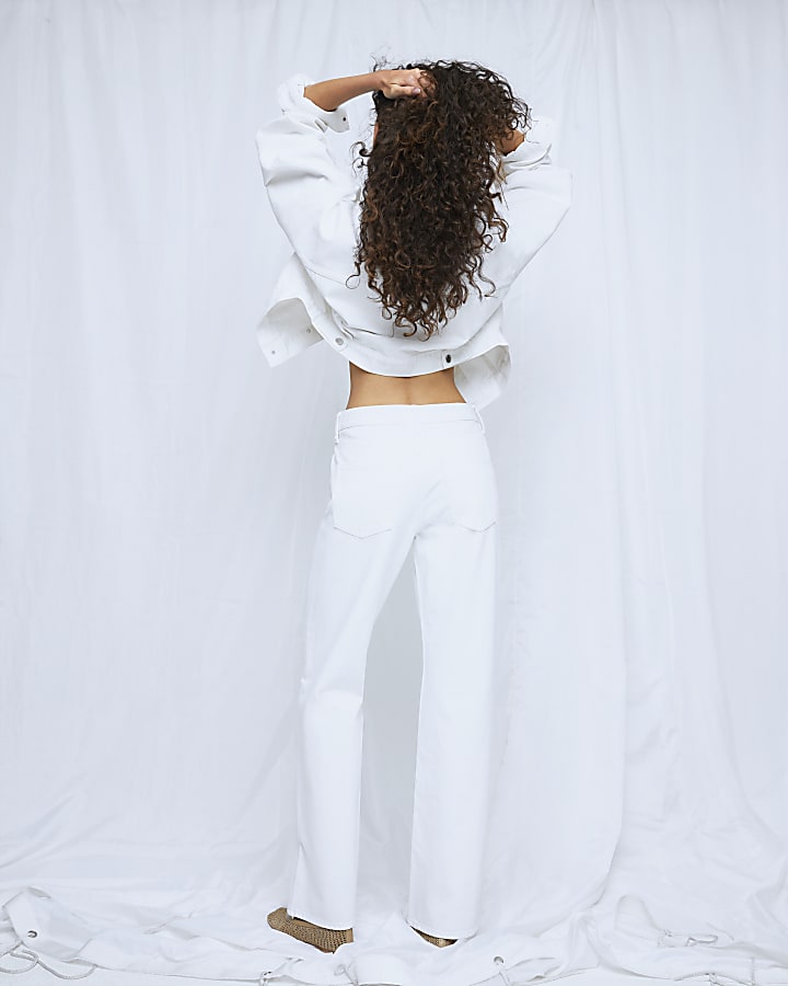 river island White Relaxed Straight Jeans