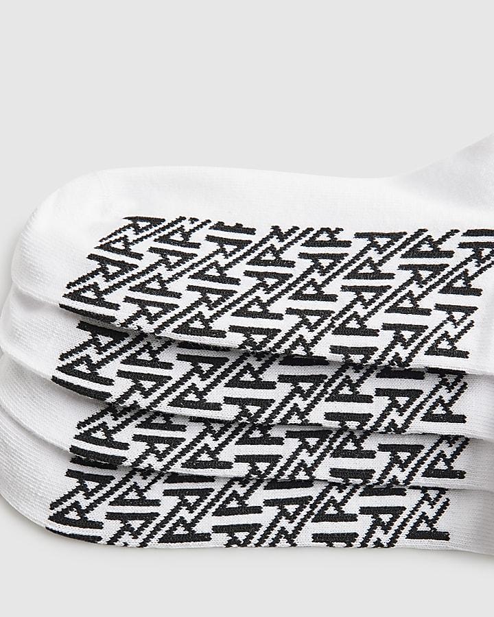 River Island White RI Monogram Pack Of 7 Socks