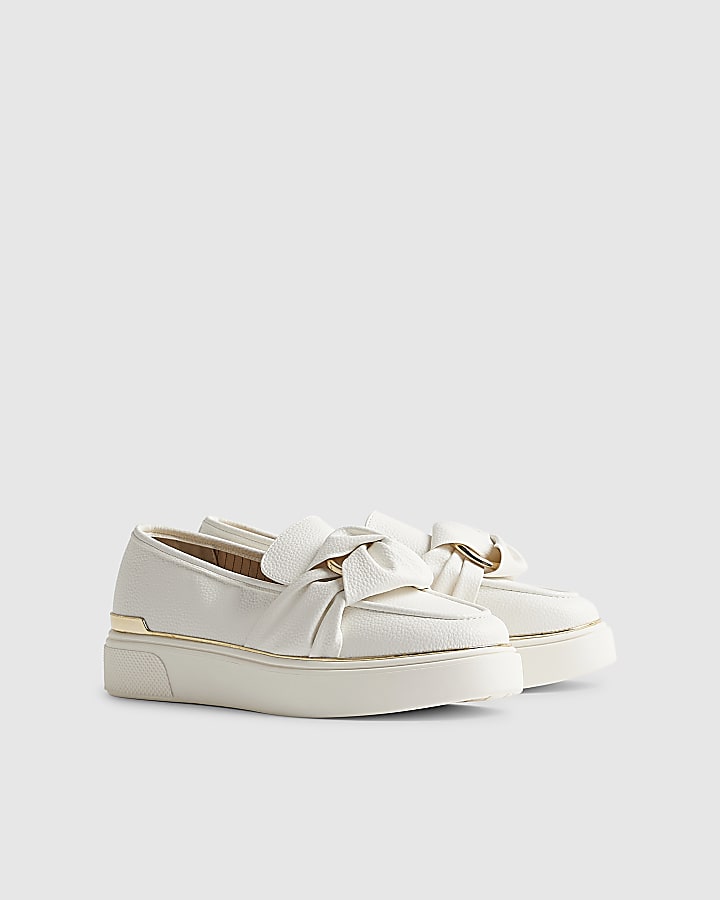 River Island White Ring Twist Slip On Trainers