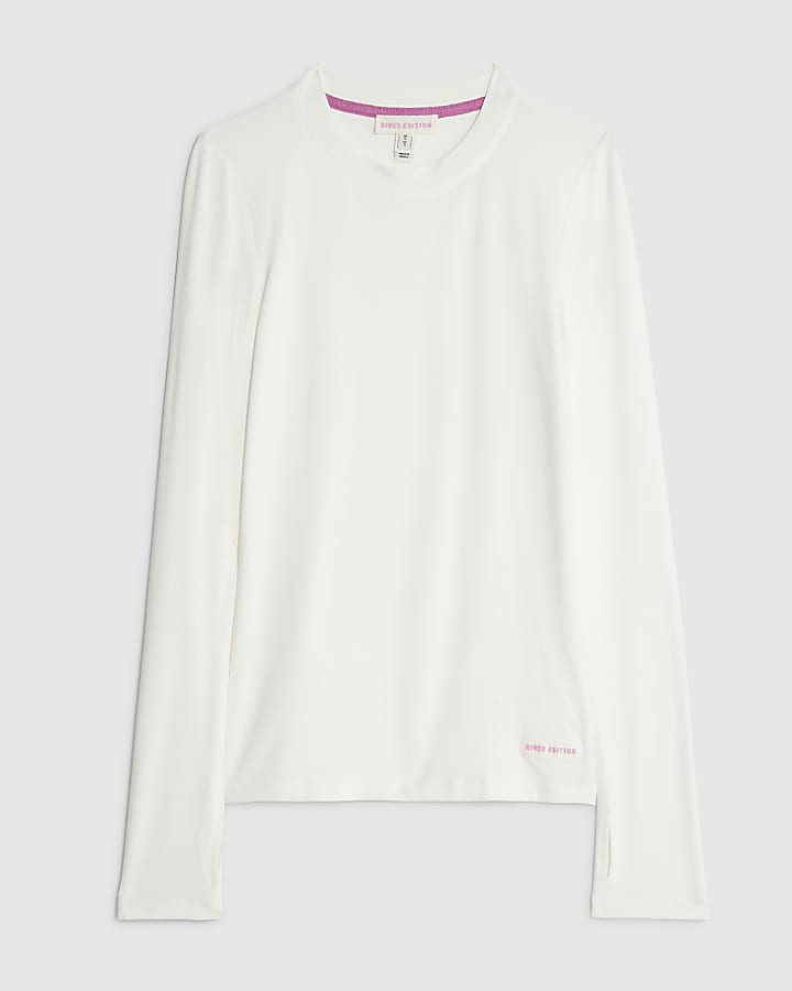 river island White RVR Edition Long Sleeve Top