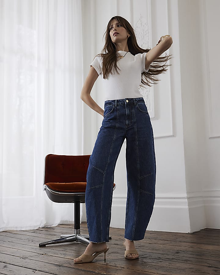 River Island White Short Sleeve Fitted Rib T-shirt