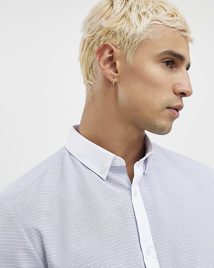 River Island White Slim Fit Check Shirt