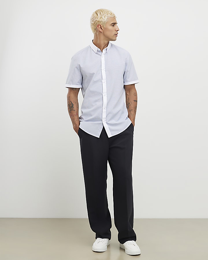 River Island White Slim Fit Check Shirt