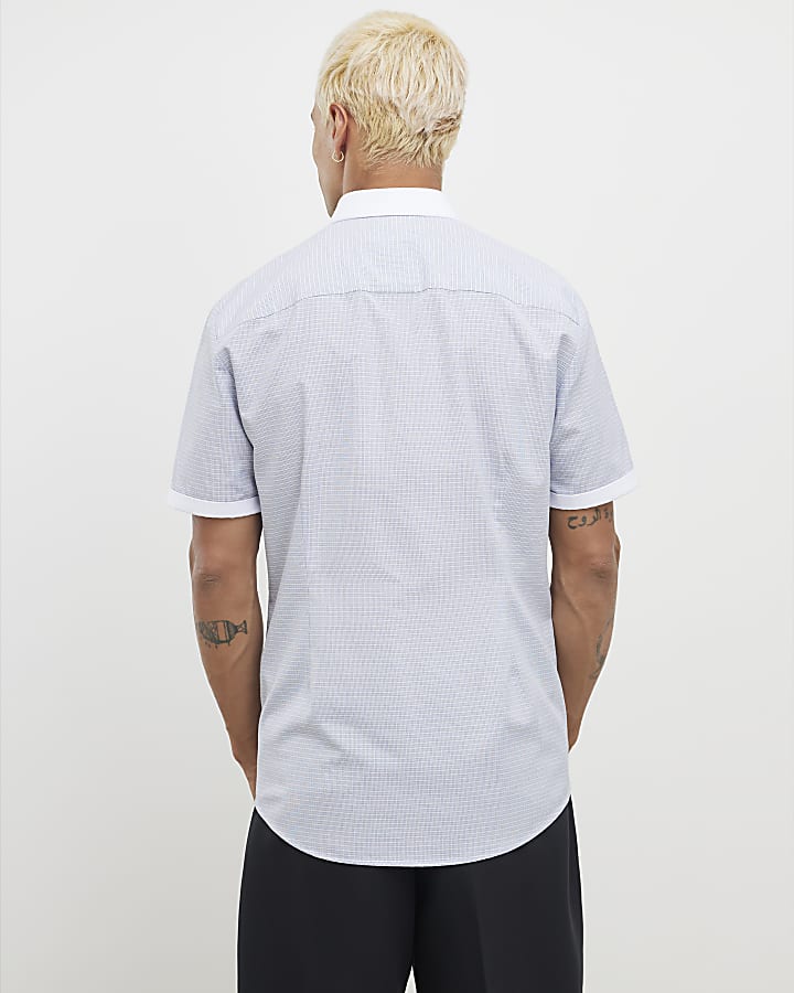 River Island White Slim Fit Check Shirt