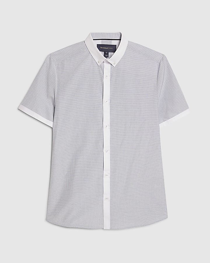 river island White Slim Fit Check Shirt