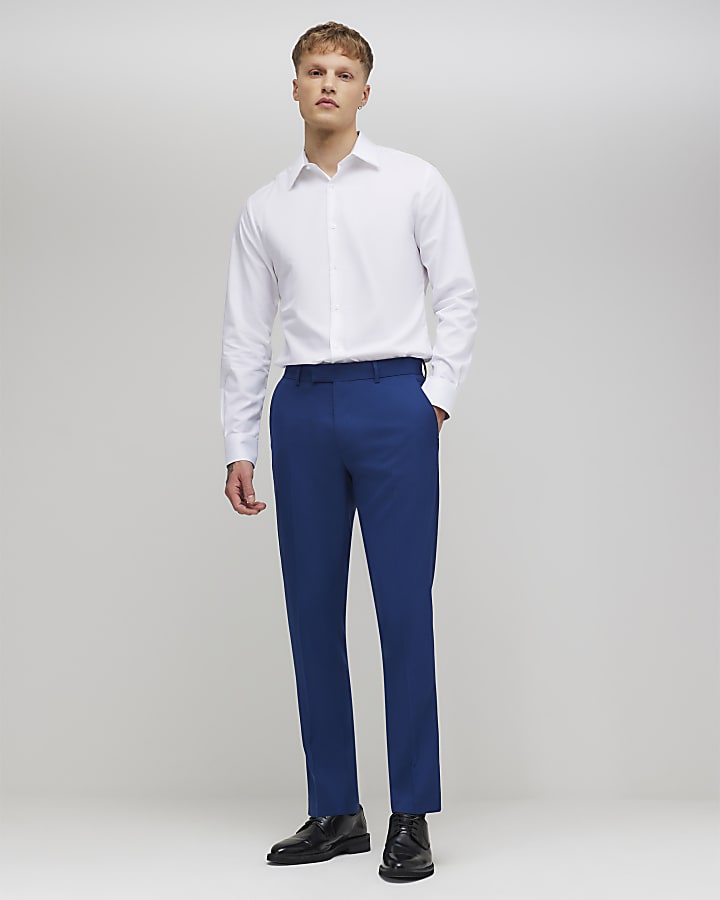 River Island White Slim Fit Contrast Trim Shirt