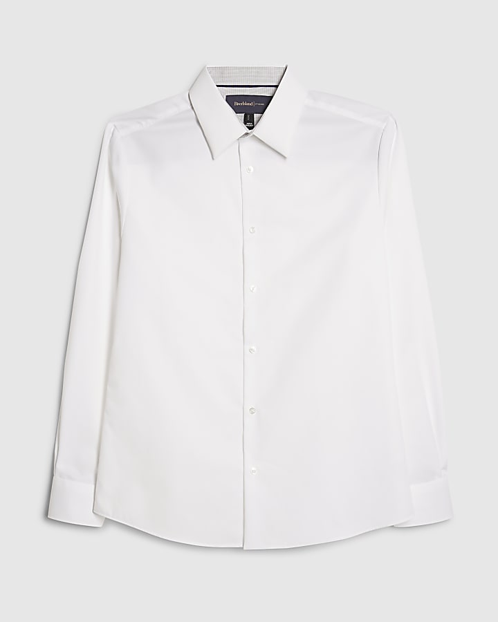 river island White Slim Fit Contrast Trim Shirt