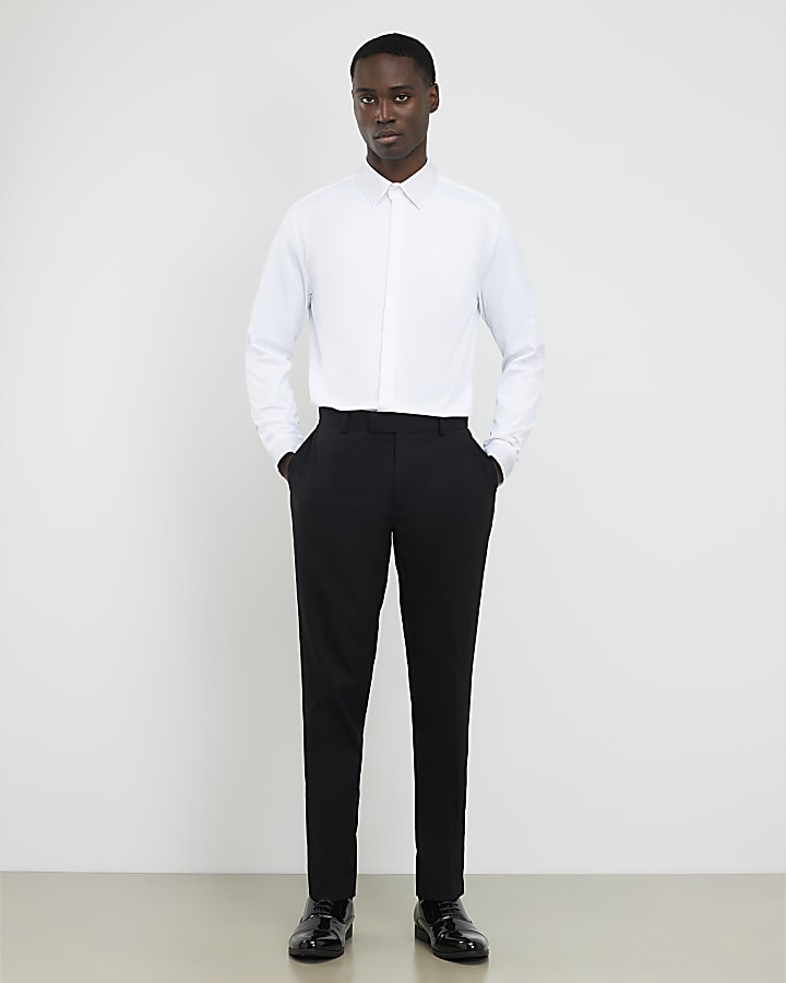 River Island White Slim Fit Glitter Collar Shirt