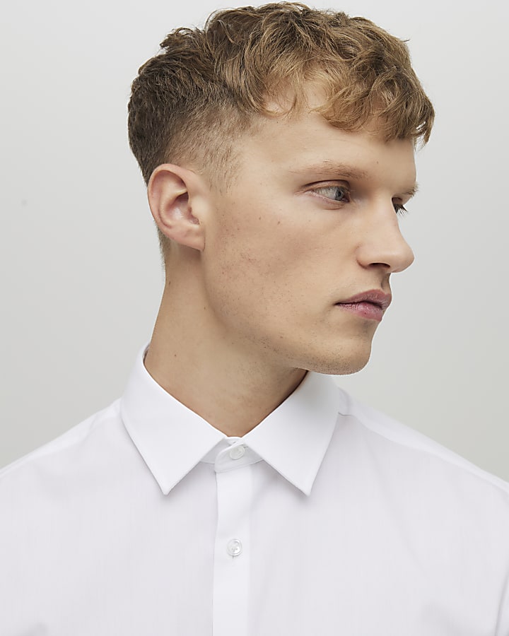 River Island White Slim Fit Long Sleeve Shirt