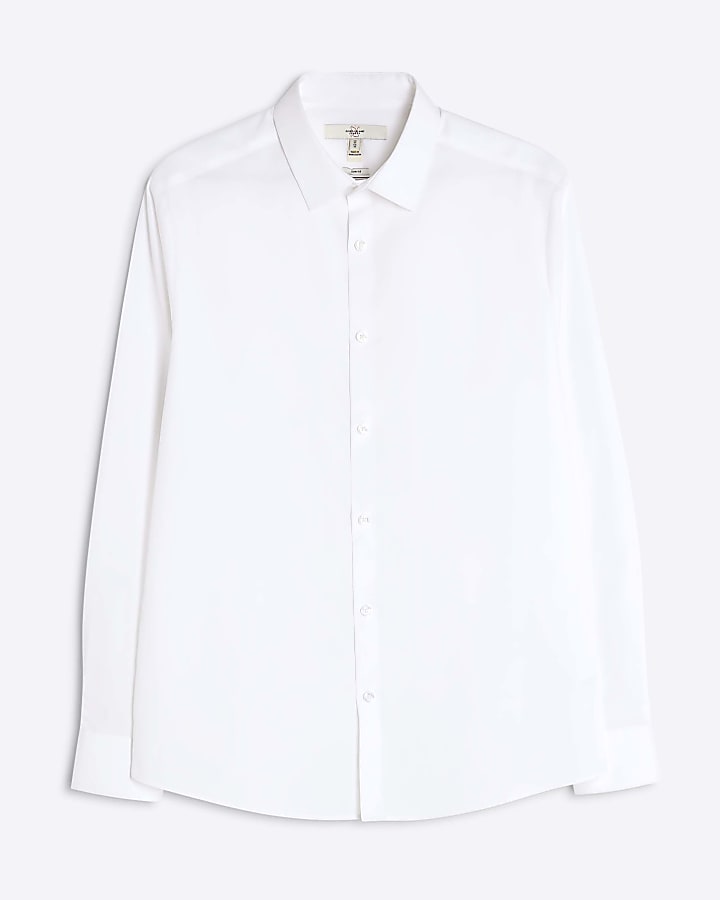 river island White slim fit long sleeve shirt