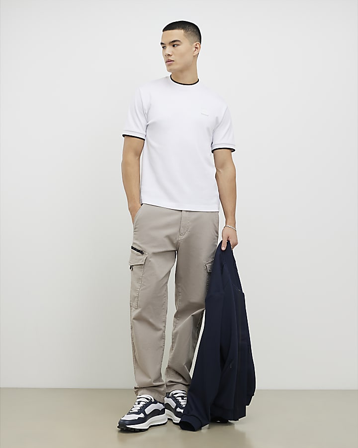 River Island White Slim Fit MCMXII Badge T-Shirt