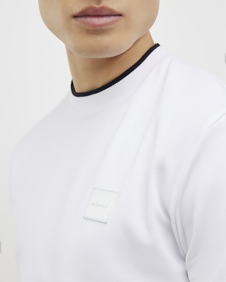 River Island White Slim Fit MCMXII Badge T-Shirt