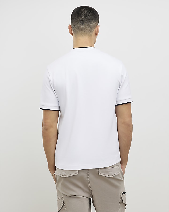 river island White Slim Fit MCMXII Badge T-Shirt