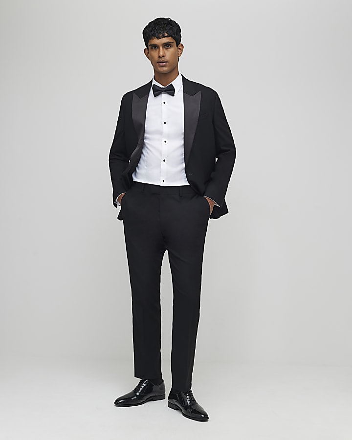 River Island White Slim Fit Pique Formal Shirt