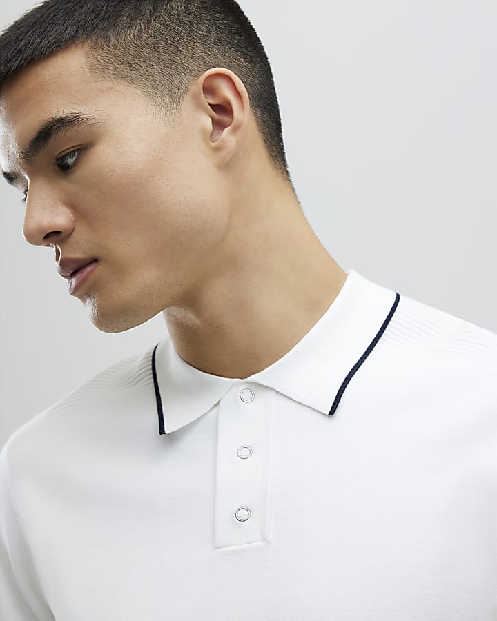 River Island White Slim Fit Polo Shirt
