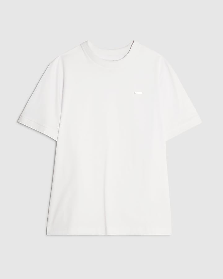 river island White Slim Fit Premium T-Shirt