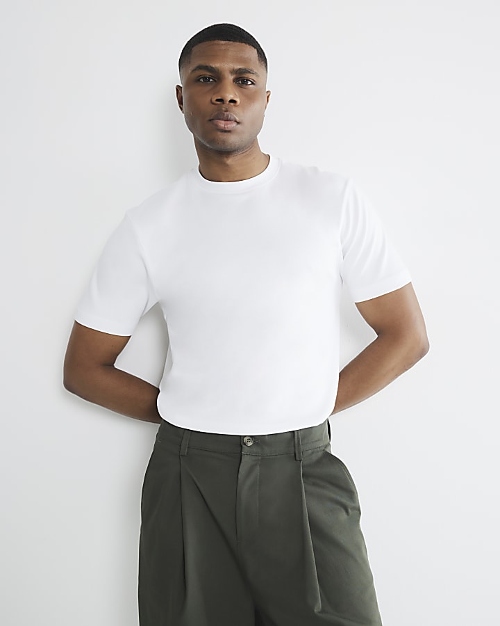 River Island White Slim Fit Short Sleeve T-Shirt