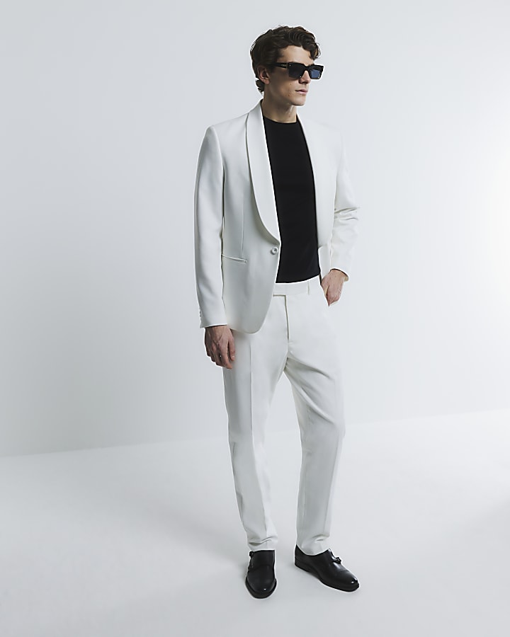 River Island White Slim Fit Suit Trousers