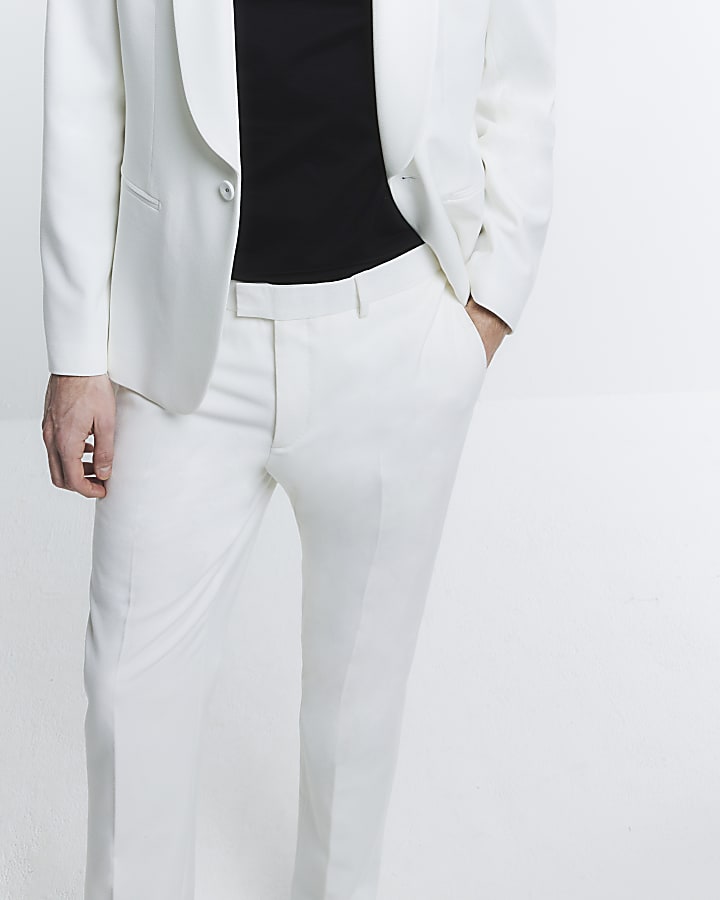 River Island White Slim Fit Suit Trousers