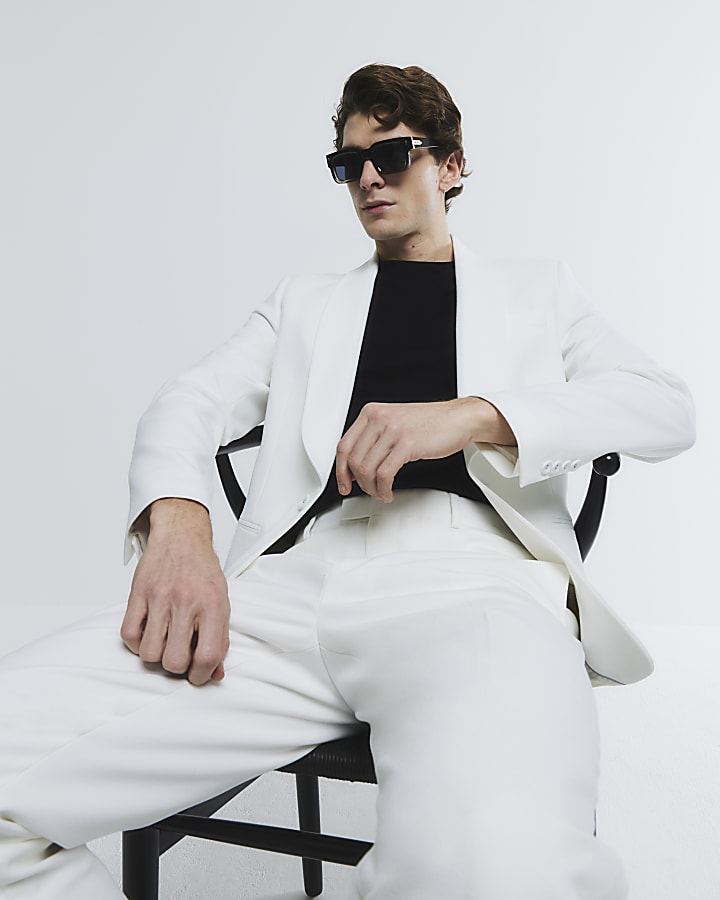 River Island White Slim Fit Suit Trousers