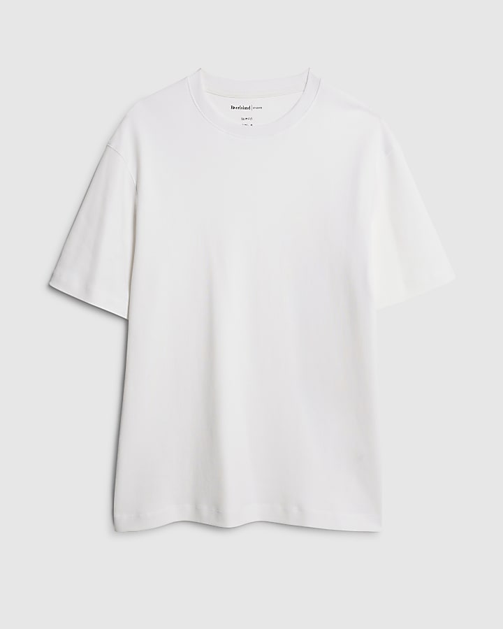 river island White Slim Fit T-Shirt