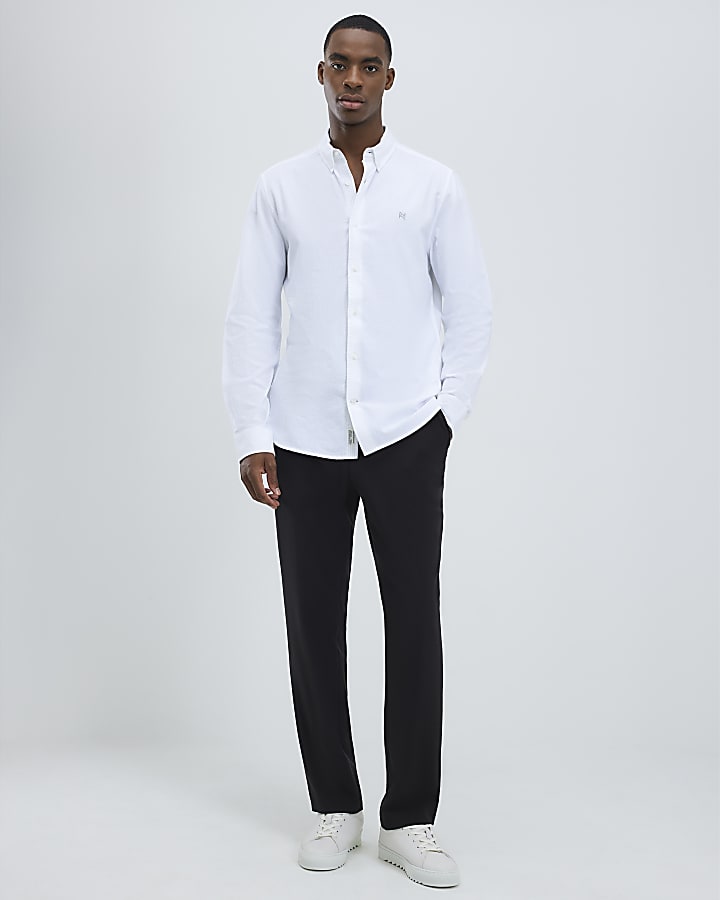 River Island White Slim Fit Washed Shirt