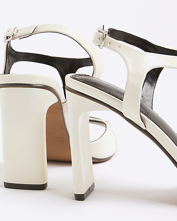 River Island White T Bar Block Heel Sandals