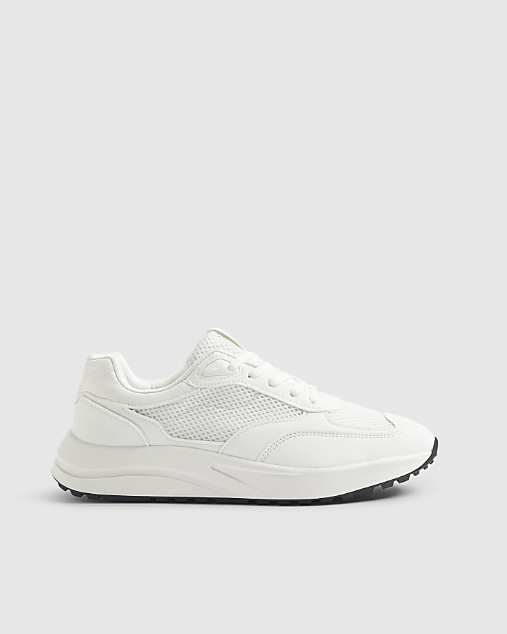 River Island White Textured Trainers