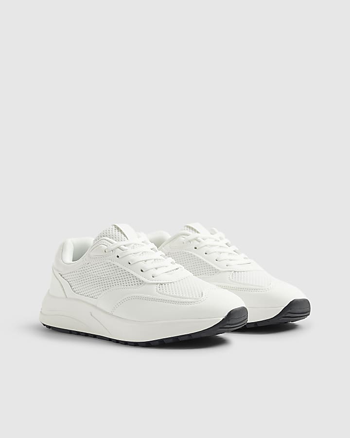 River Island White Textured Trainers