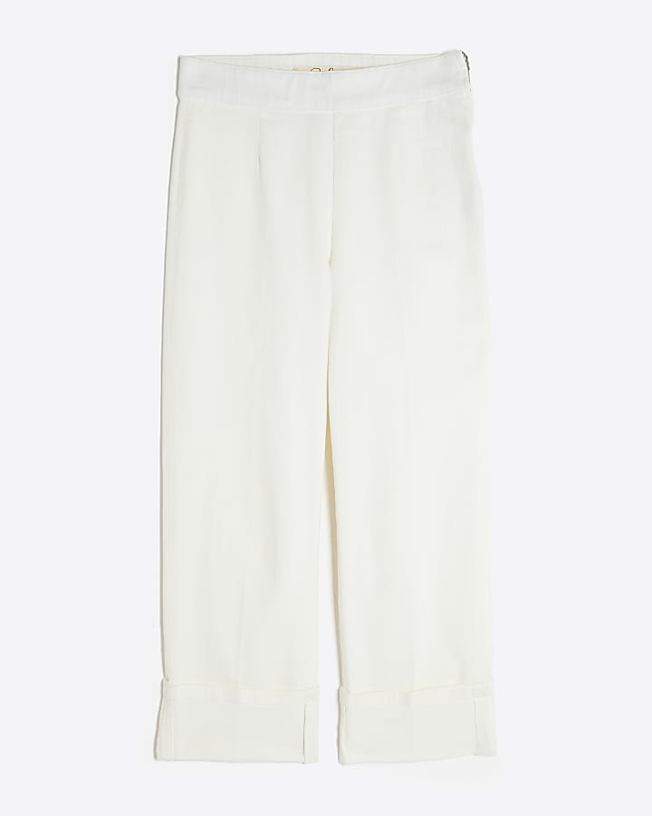 river island White Turn Up Slim Leg Jeans