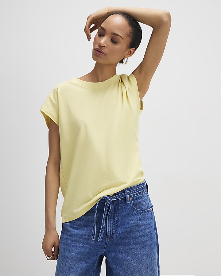 River Island Yellow Grown On Sleeve T-Shirt