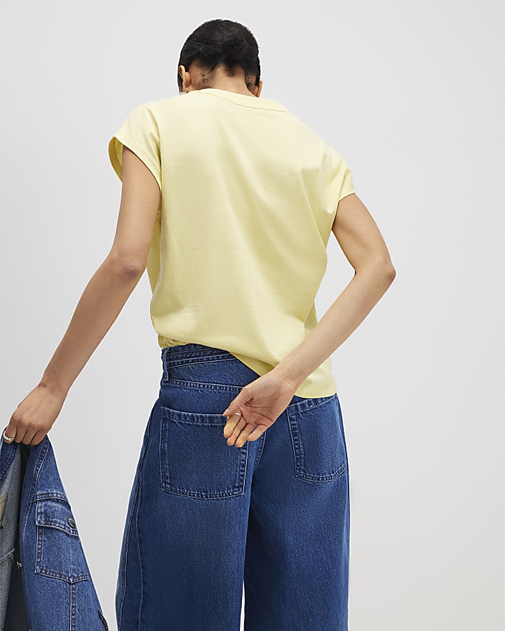 River Island Yellow Grown On Sleeve T-Shirt