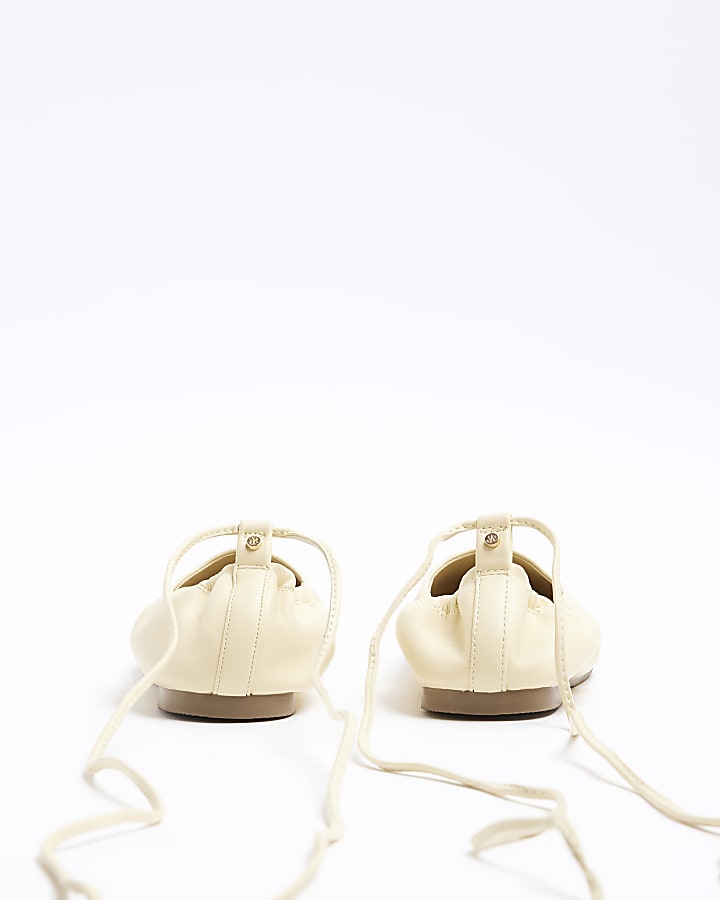 River Island Yellow Tie Up Ballet Pumps