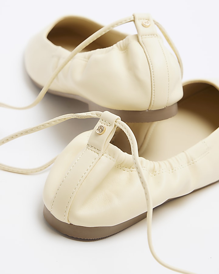 River Island Yellow Tie Up Ballet Pumps