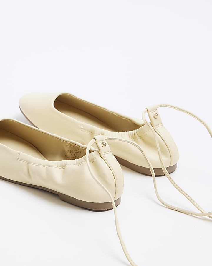 river island Yellow tie up ballet pumps